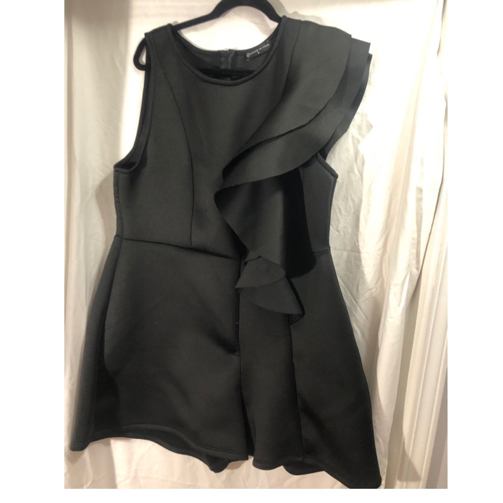 Black ruffle front romper